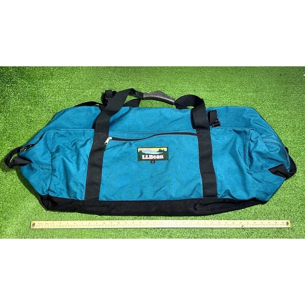Vintage LL Bean Duffel Bag Aqua XXL Canvas Hidden Backpack Straps convertible